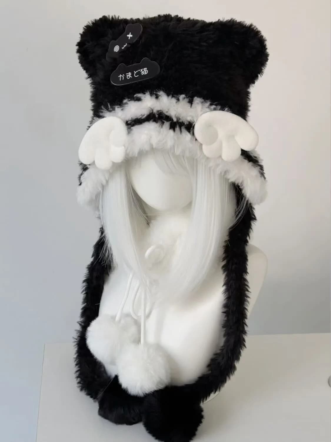 Berretti con orecchie da gatto in stile gotico punk Lolita Y2K per ragazze audaci, con ali d'angelo patchwork, streetwear, cappelli abbinabili a tutto.