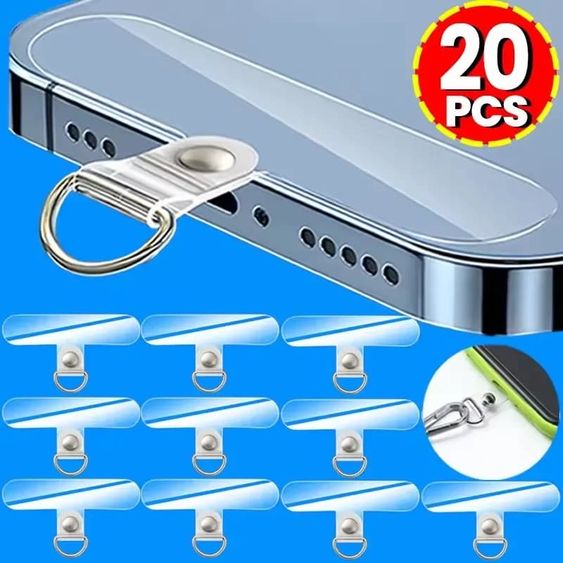 Clip Universali Trasparenti Staccabili per Laccetti da Polso e Cordini per Telefono, Patch per Samsung, iPhone, Huawei, Xiaomi e Altri Accessori