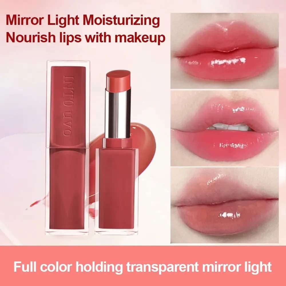 New INTOUVO Mirror Lipstick Long-lasting Creamy Glowing Lipstick Rouge Natural Bare Color Lip Moisturize Stick Daily Use