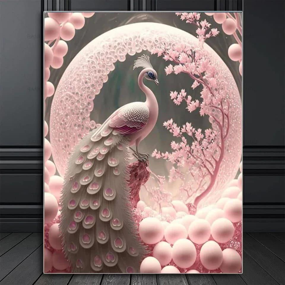 5D Diamond Painting 2026 Pink Peacock Cross Stitch Animal Diamond Embroidery Sale Mosaic Rhinestone Pictures Home Decor Art