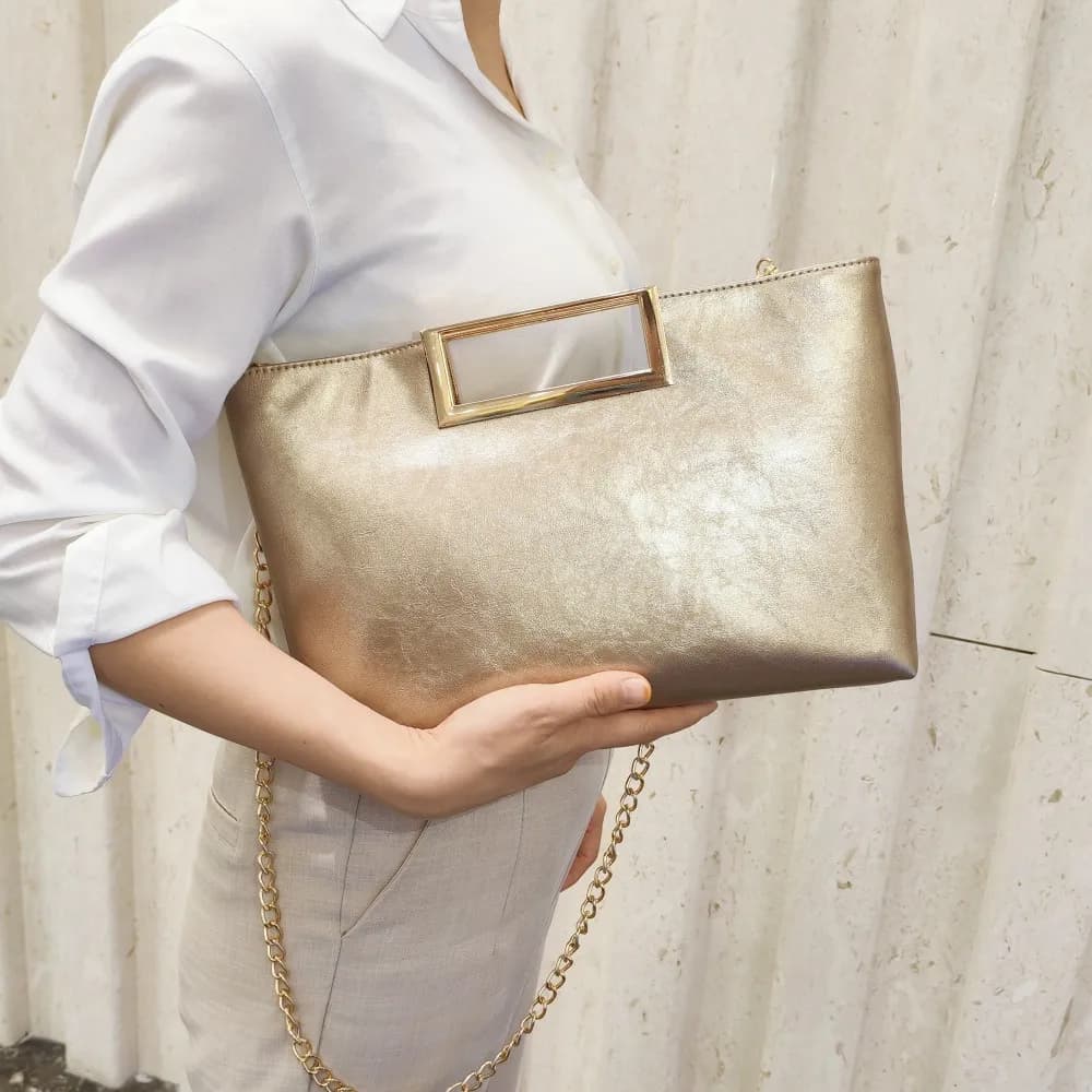 Moda PU borsa in pelle elegante donna pochette borsa lucida signora pochette catena donna borsa a tracolla borse a tracolla da donna
