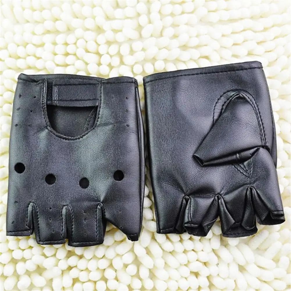 Half-finger Punk Gloves PU Leather Gothic Dance performance Gloves Motorcycle Cool Mittens For Cycling Gym Dance Fitness
