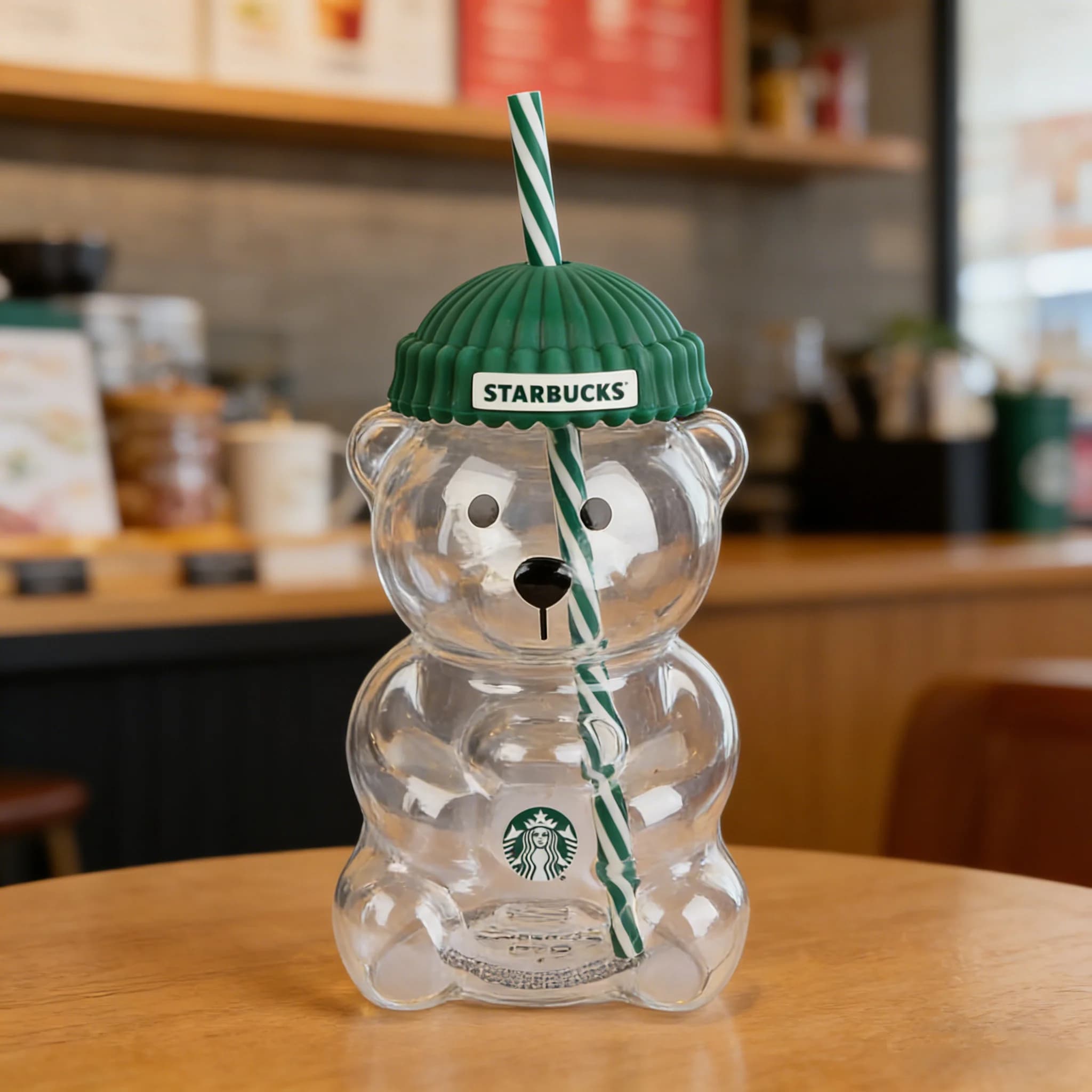 Elegante Bicchiere Starbucks Bearista Bear da 20oz con Coperchio Verde e Cannuccia per Acqua Fredda, Regalo per la Casa