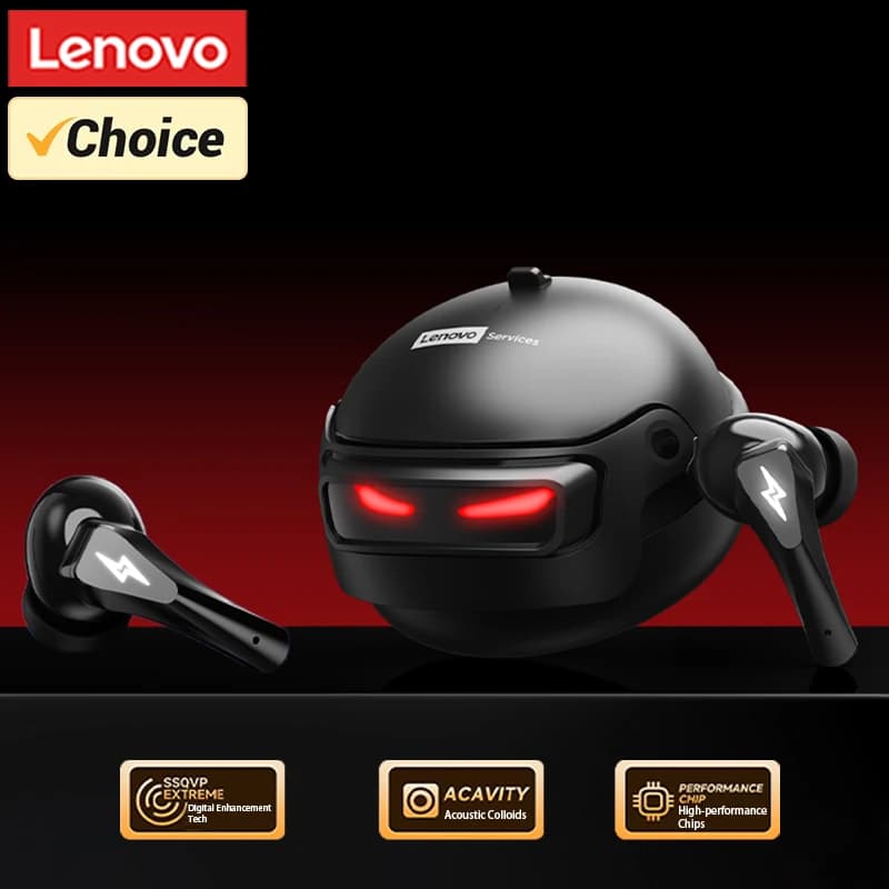 Cuffie da Gaming Lenovo E-Sport, Auricolari HiFi Bluetooth V6.0, Bassa Latenza, Wireless, Chiamate HD, Nuovo Modello GT101, Idea Regalo