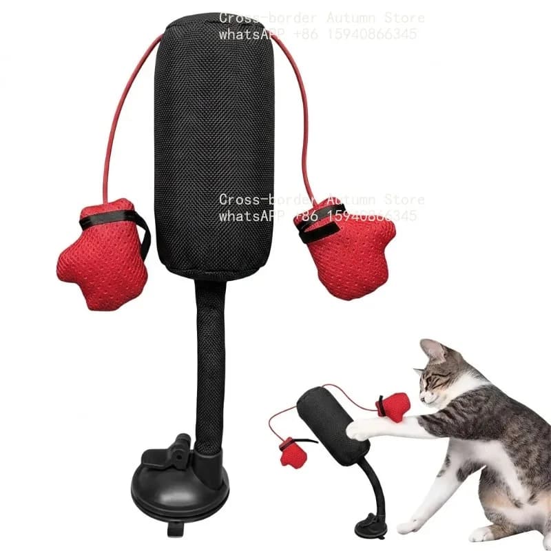 New Cartoon Punching Bag Toy Indoor Kitten Adult s Boxing Gloves Suction Cup Color Pet Supplies