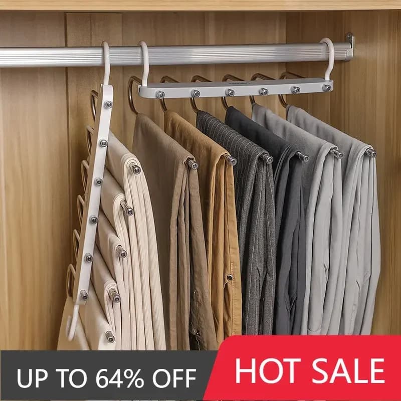 6 Tier Multi-functional Hangers for Clothes,Space Saving Folding Hangers for Hanging Jeans Scarf Trouser,Closet Organizer