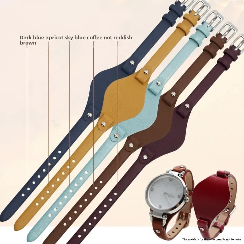 For Fossil ES3060 ES3565 ES2830 3077 3262 3060 4176 4119 8mm Genuine Leather Watch Strap Soft Cowhide Women ​Small Band Bracelet