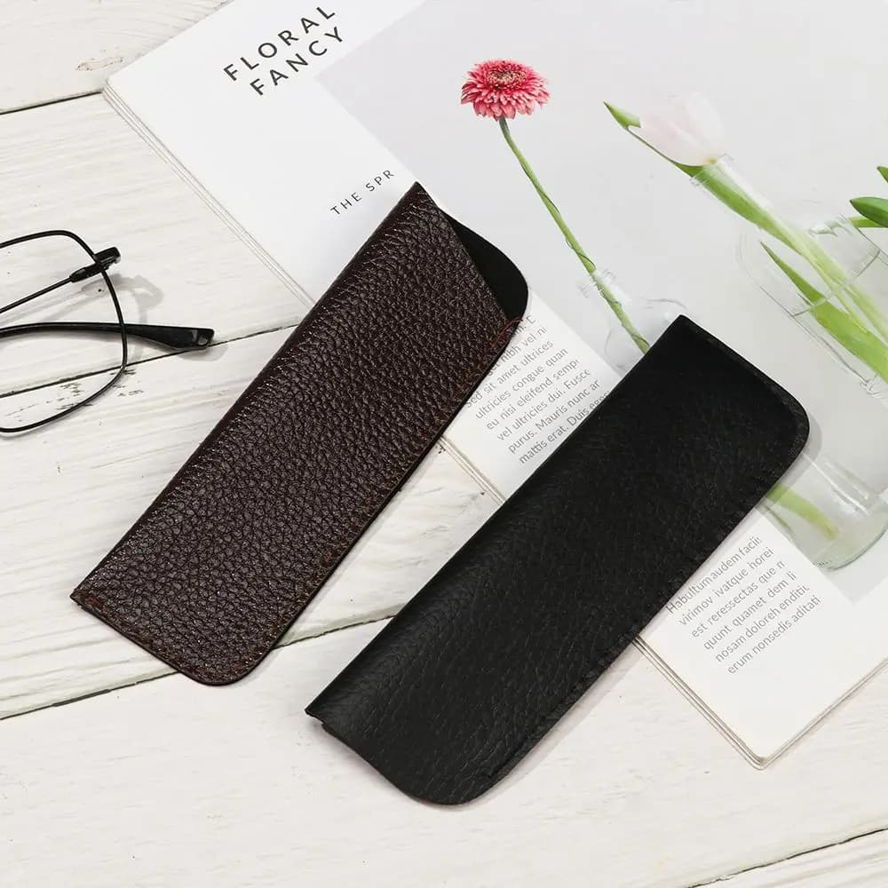1Pcs Soft Leather Reading Glasses Bag Case Waterproof Solid Sun Glasses Pouch Simple Eyewear Storage Bags Eyewear Accessories