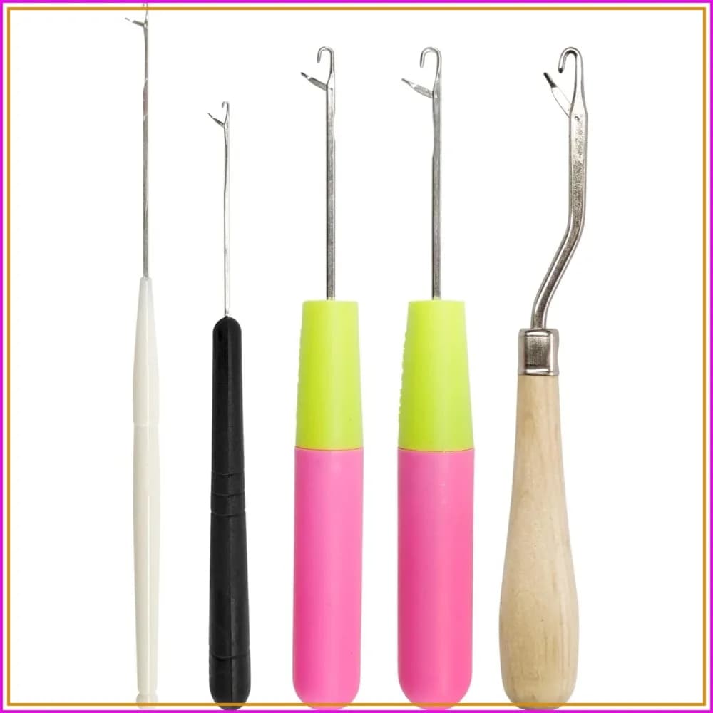 5PCS Latch Hooks Set, Different Sizes Crochet Hooks for Hair, Repair Snags & Sealing