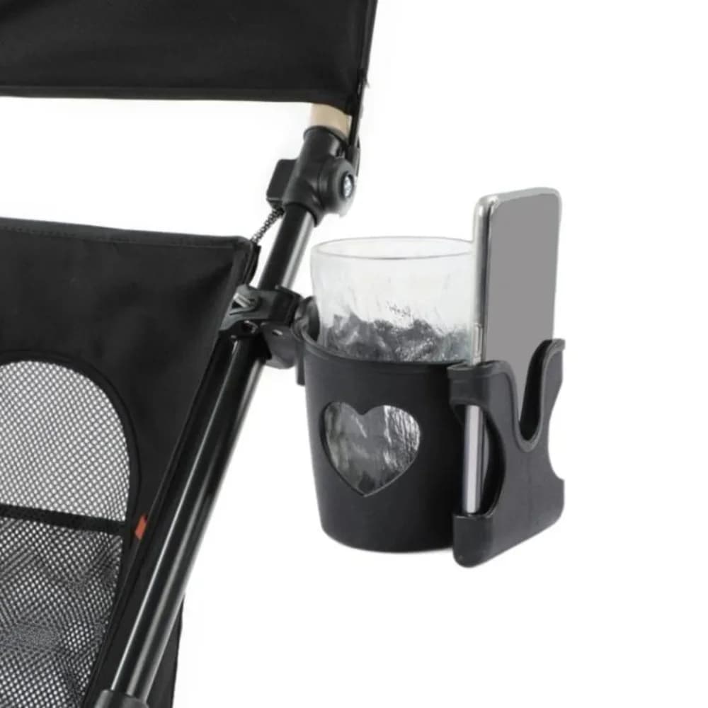 Portabicchieri per passeggino Portabottiglie per carrozzina 2 in 1 Portabottiglie per latte Porta cellulare multifunzione bianco nero