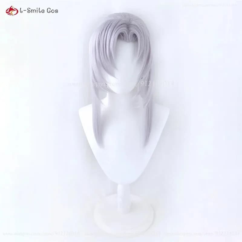 Vivi 2025 Ferid Bathory Argento Viola 85 cm Parrucca lunga Cosplay con orecchini Capelli sintetici resistenti al calore Parrucche per feste di Halloween + W