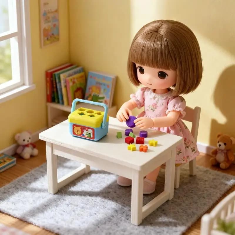 Miniature Dollhouse Educational Toy for Kids Shape Sorting Engaging Learning Play