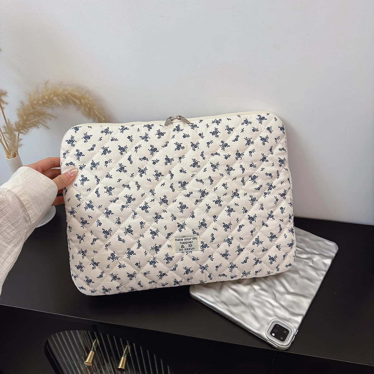 Elegante Custodia Imbottita con Stampa Floreale per Laptop da 11, 14 e 15 Pollici - Borsa Protettiva per Computer