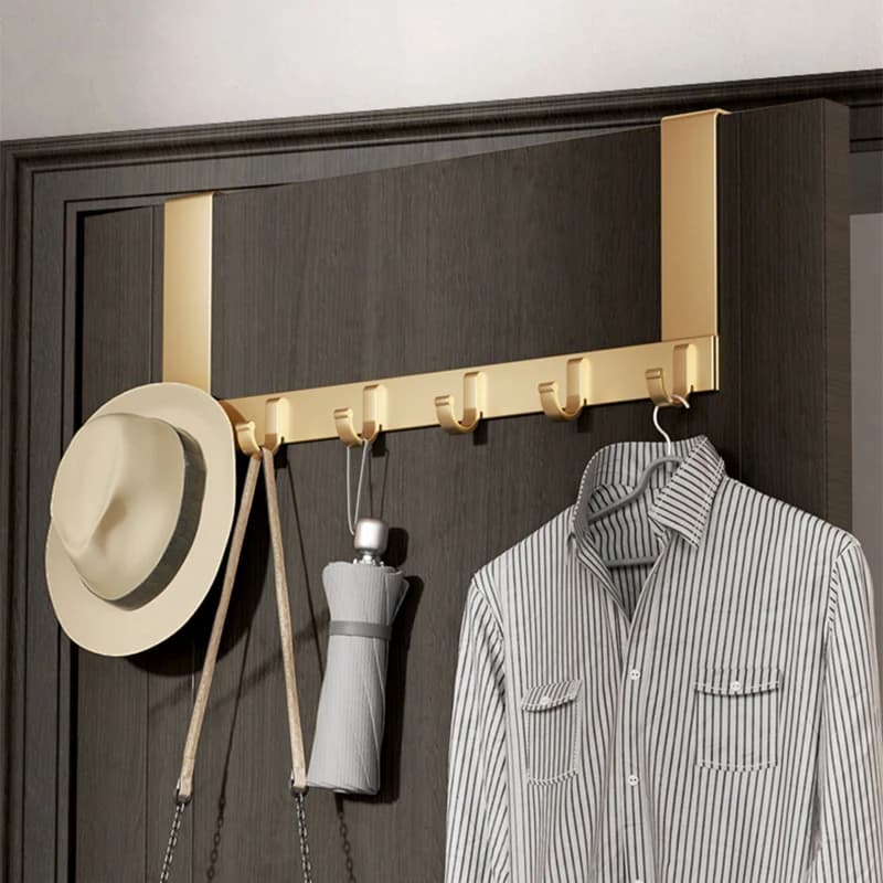 Hooks over the bathroom door Clothes rack Clothes rack 6 hooks Clothes rack without punching Hat Clothes rack Organizer Rack Aluminum Alloy Hook