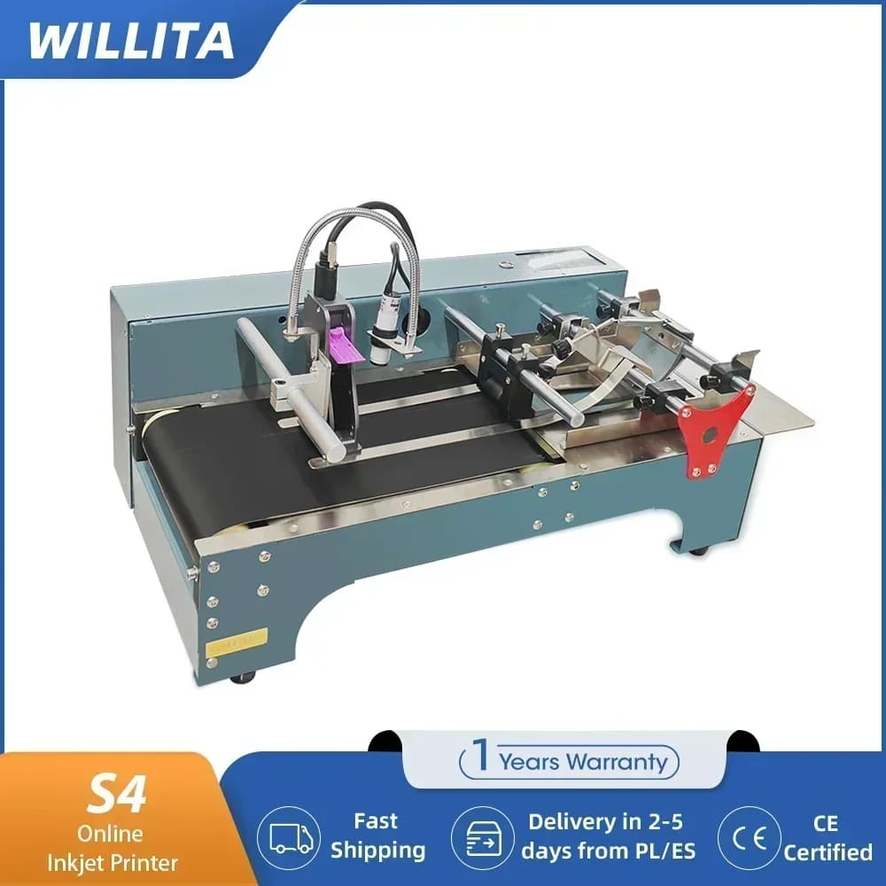 Online Thermal Inkjet Printers WILLITA S4 Automatic Cartoline Conveyor Tape with TIJ Inkjet Printer for Logo Date