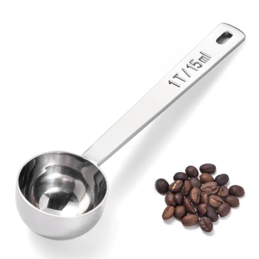 18/8 Stainless Steel Coffee Scoop, Food-Grade Metal Measuring Spoon with 4.3in Long Handle, Tablespoon Scooper for Coffee Beans