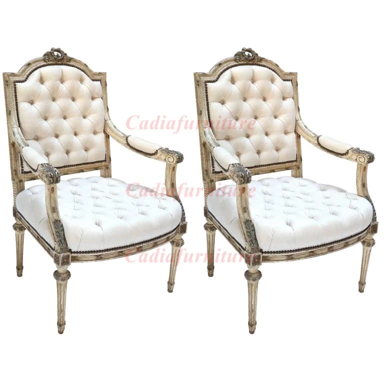 Mobili da soggiorno dal design moderno francese Gambe in legno Cuscino in tessuto Poltrone con struttura in legno di lusso