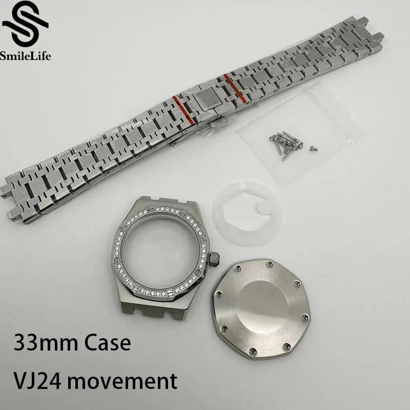SmileLife Women Style VJ24 33mm Cassa dell'orologio con quadrante in vetro zaffiro da 25,8 mm adatta al movimento automatico VJ24 con cinturino Accessori per orologi