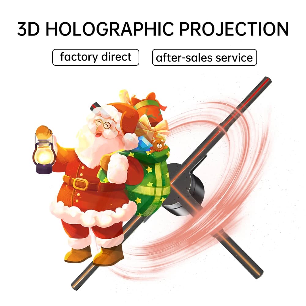 Proiettore olografico 3D schermo ventola lampada a led HD perline Controllo Wifi luce pubblicitaria olografica supporto immagine video insegna al neon