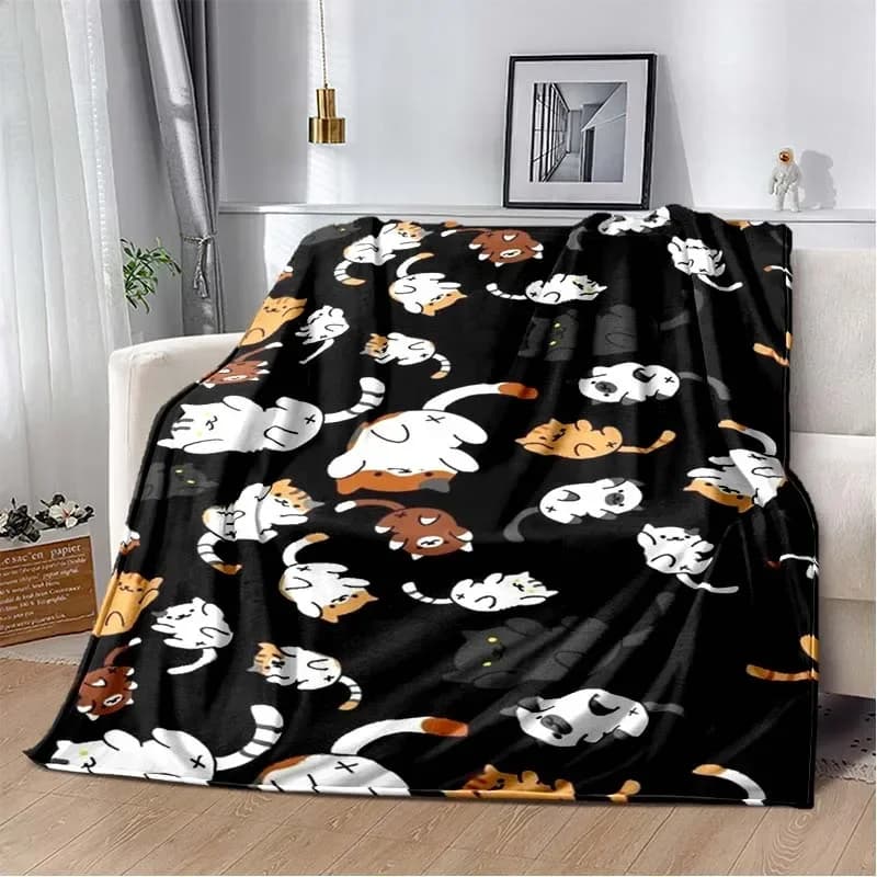9 Cute Cat Cartoon Soft flanella Fluffy Throw coperta da campeggio per bambini divano tiro coperta sottile regalo di moda