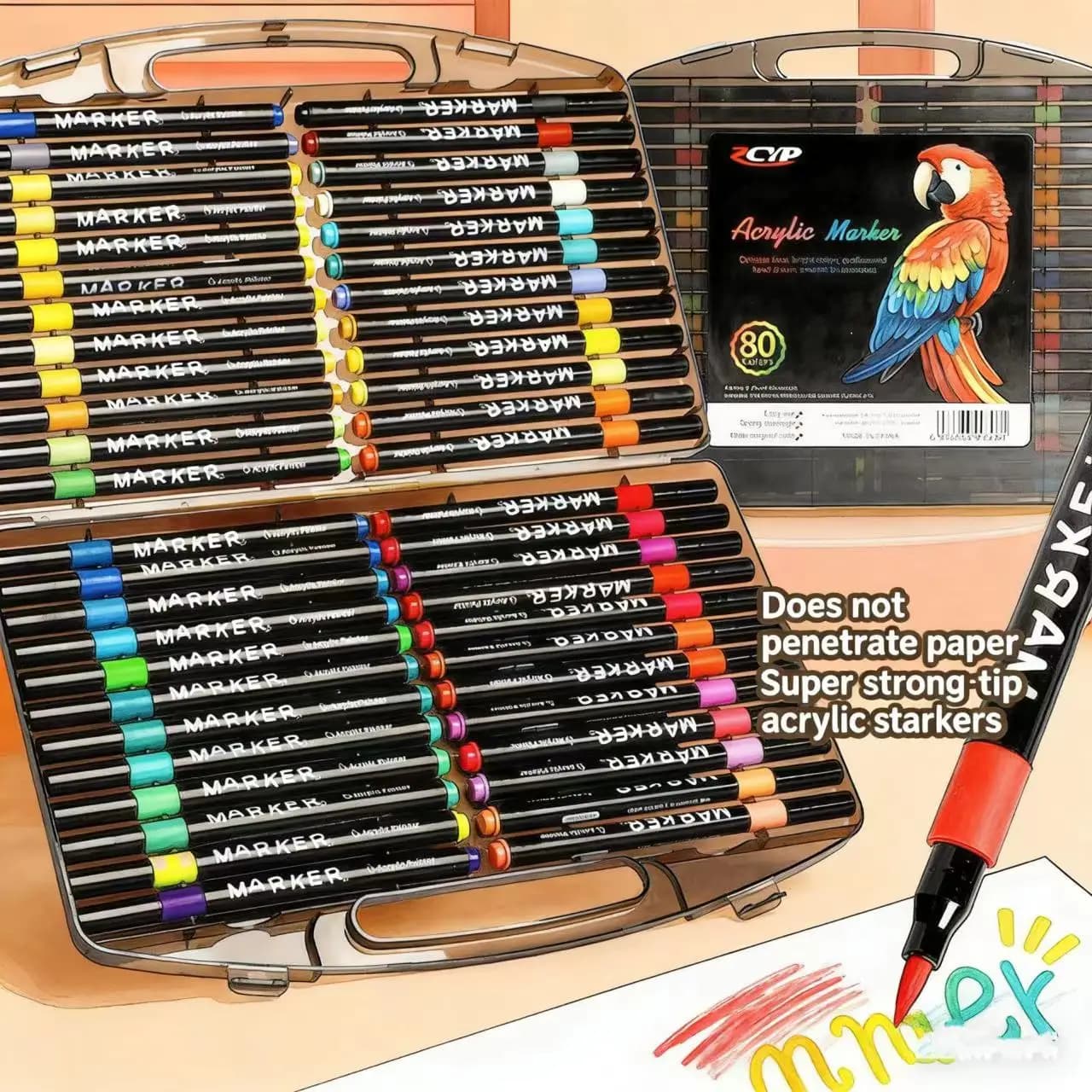 Set di pennarelli acrilici da 80/60/48/24/12 colori per pietra, tela, ceramica, legno, artisti e appassionati di fai da te, forniture artistiche ad asciugatura rapida