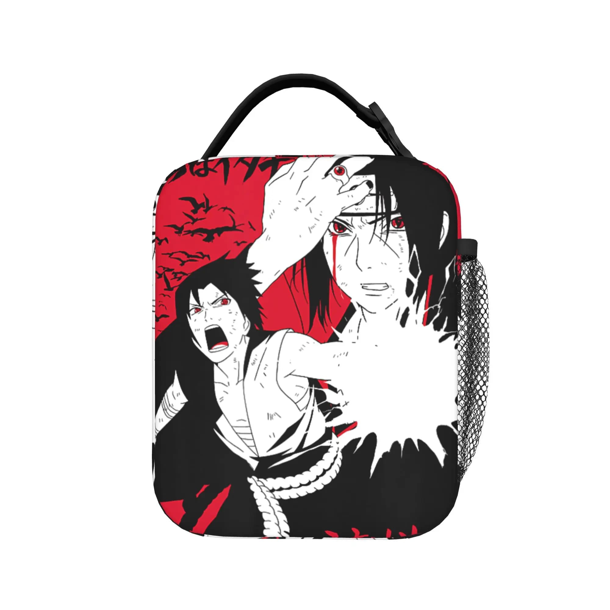 Shippuden Itachi & Sasuke with Kanji Animed Narutoes Insulated Lunch Bags Thermal Bag Meal Container Tote Lunch Box Food Bag