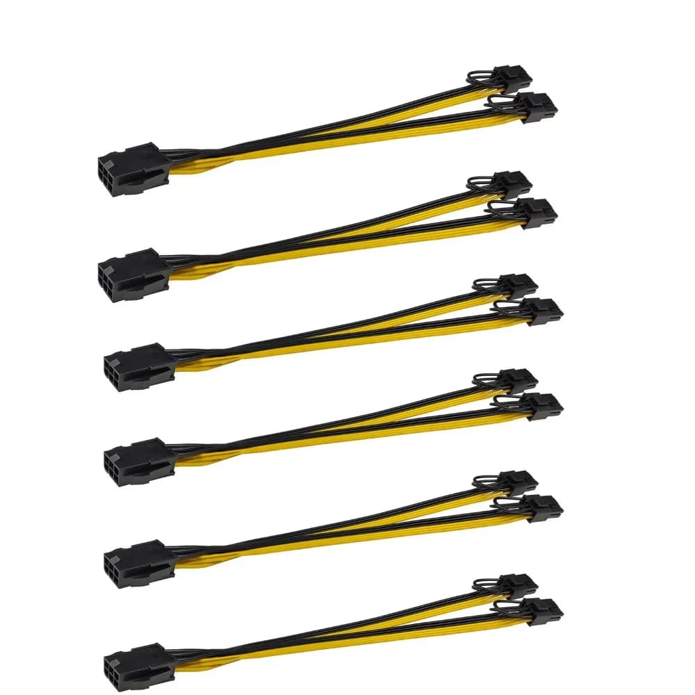 6PCS UL1007 18AWG PCI-E 6pin Femmina A Dual 8pin(6 + 2) Y-Splitter F/M Adattatore GPU Scheda Video Cavo Adattatore di Alimentazione