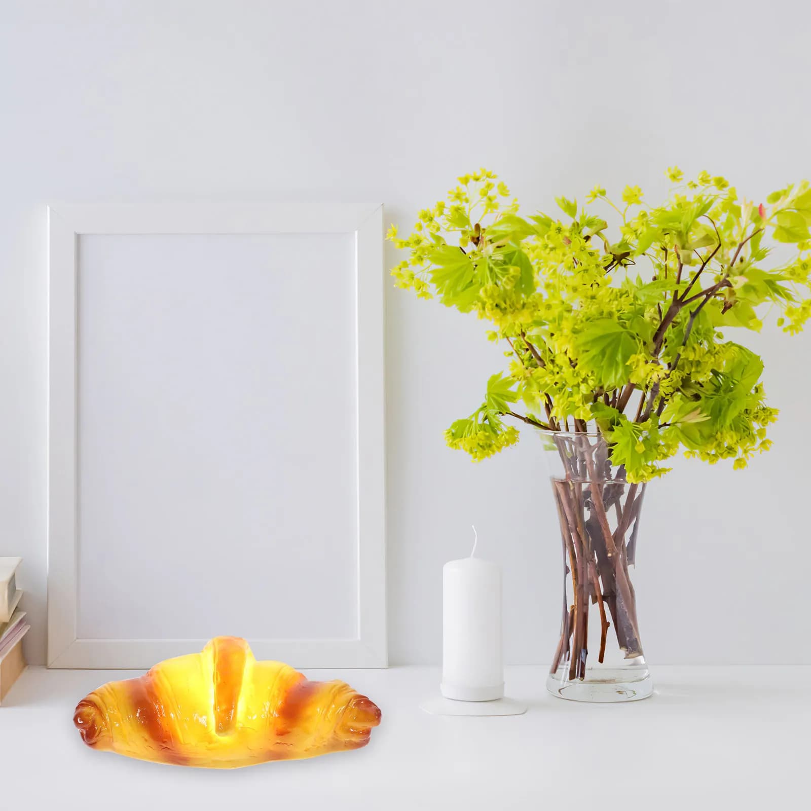 Lampada a Forma di Croissant LED, Luce Notturna Decorativa Arancione, Illuminazione Romantica per la Casa