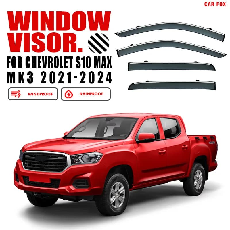 Per Chevrolet S10 Max Pickup 2012-2025: Deflettori Parasole per Finestrini Auto, Protezioni Antipioggia e Antivento per Finestrini Laterali, Accessori Auto