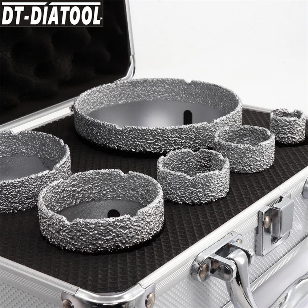 DT-DIATOOL 6pcs Dia 20-100mm Diamond Drilling Core Bit Case Set for Porcelain Tiles Granite Marble Hole Saw Tools Kit M14 Thread