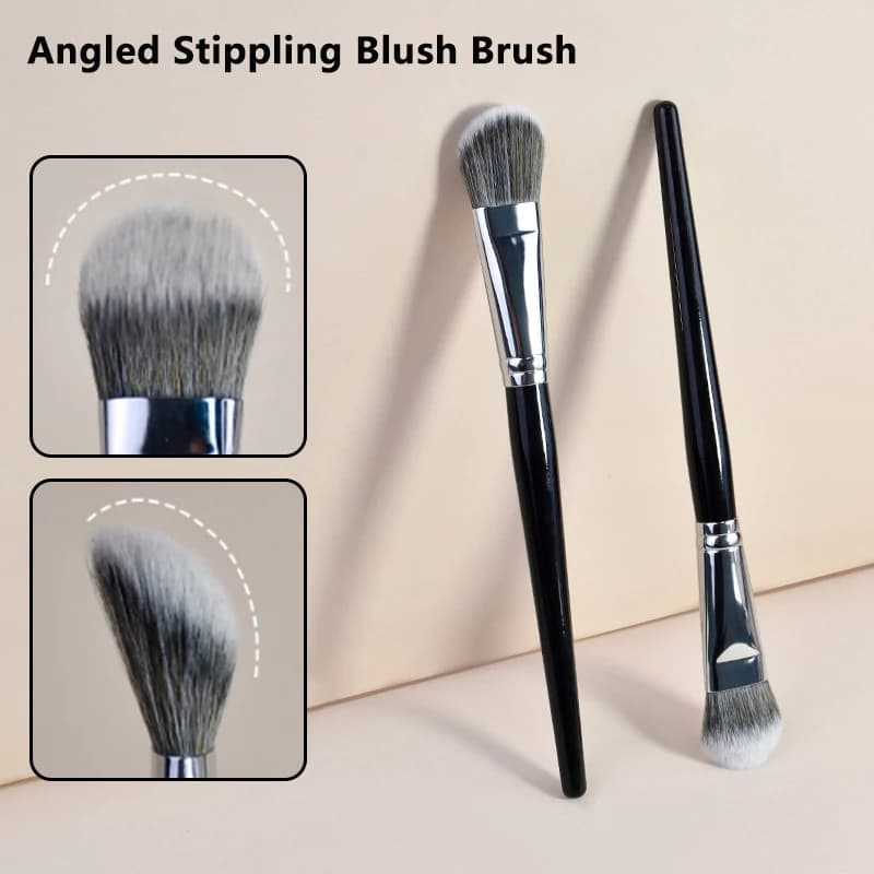 Pennello per blush a punta smussata, morbido, sintetico, per modellare il blush, piccolo e preciso, per polveri e prodotti ad alta lucentezza, strumento cosmetico di bellezza per donne.