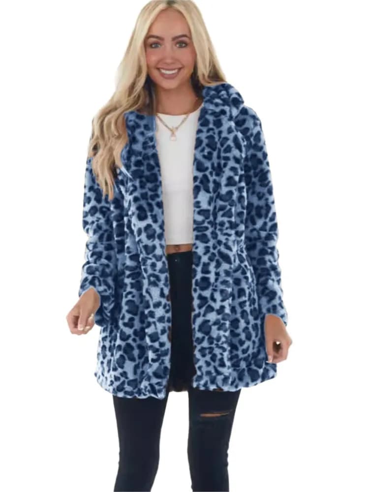 Cappotto da donna autunno inverno 2025 Giacca leopardata moda Streetwear Colletto ribaltabile Giacche calde Cappotti eleganti da donna a maniche lunghe