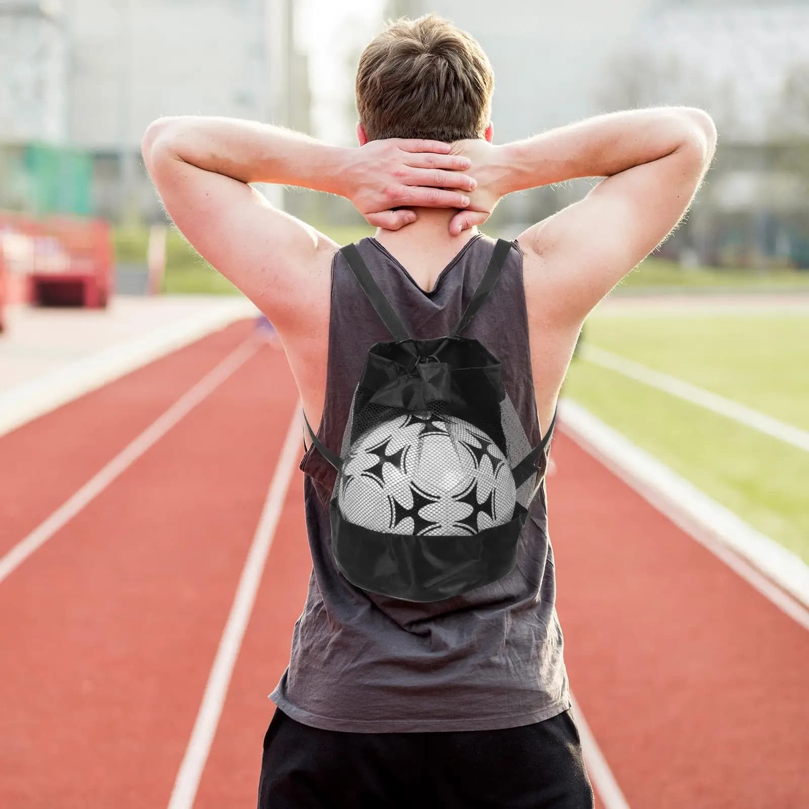Borsa da basket Borsa da trasporto per palloni sportivi in rete di grande capacità Borsa da trasporto per palloni da calcio Borse da calcio in lino di cotone
