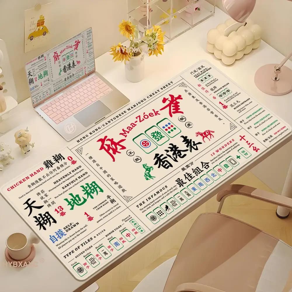 Mahjong Tappetino per mouse in gomma Tappetino per mouse da gioco di grandi dimensioni Gamer Stampa HD Tappetino per mouse per computer Gioco Bordo di bloccaggio Tappetino da scrivania Tappeto antiscivolo artistico