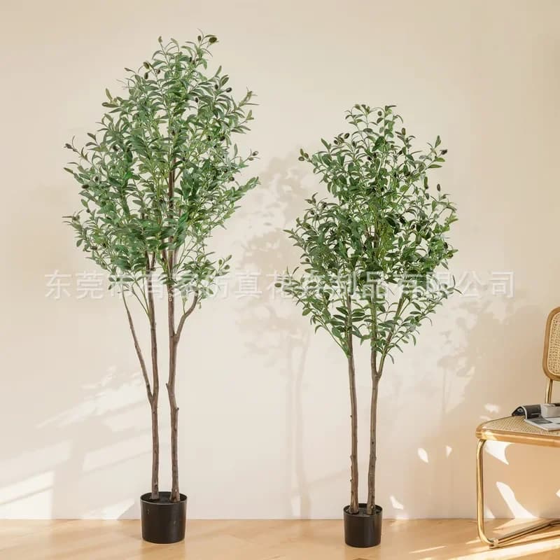 Nordic Artificial Olive Tree Potted Plant Fake Greenery Home Decor Removable Simulation Tree for Window Display Interior