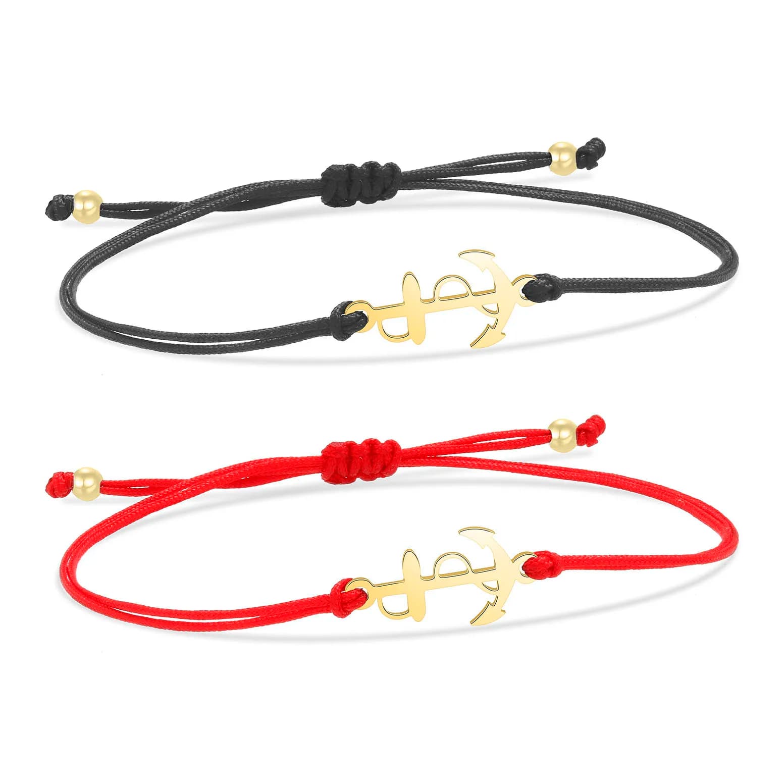 Bracciale con ciondolo a forma di ancora per barca lucidante delicato in acciaio inossidabile placcato oro donna 2022 New Fashion Red Black String Summer Jewelry