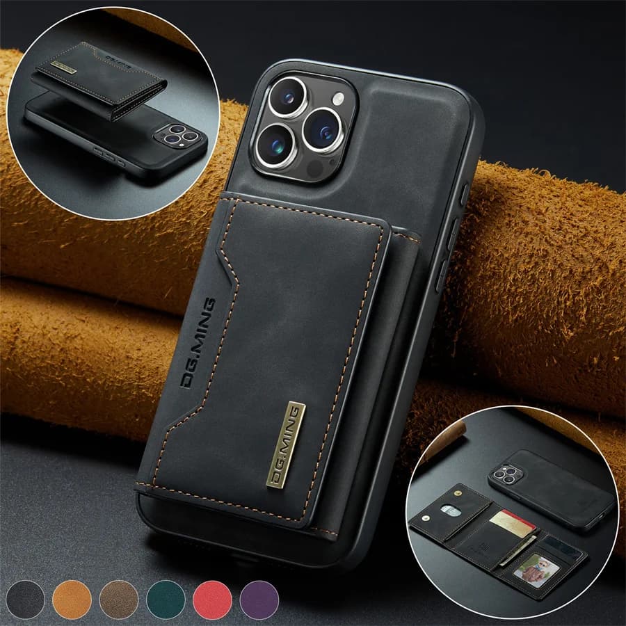 Custodia in pelle magnetica di lusso con portafoglio per iPhone 15 14 Plus 11 12 13 Pro XS Max XR Cover porta carte di denaro staccabile con magnete