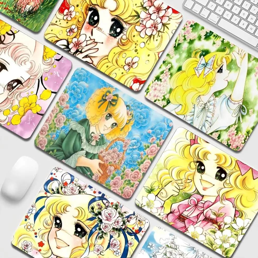 Tappetino per mouse con cuscino antiscivolo addensato per giochi per studenti da ufficio Candy Sweet da donna Anime Cartoon per tavolo per computer PC