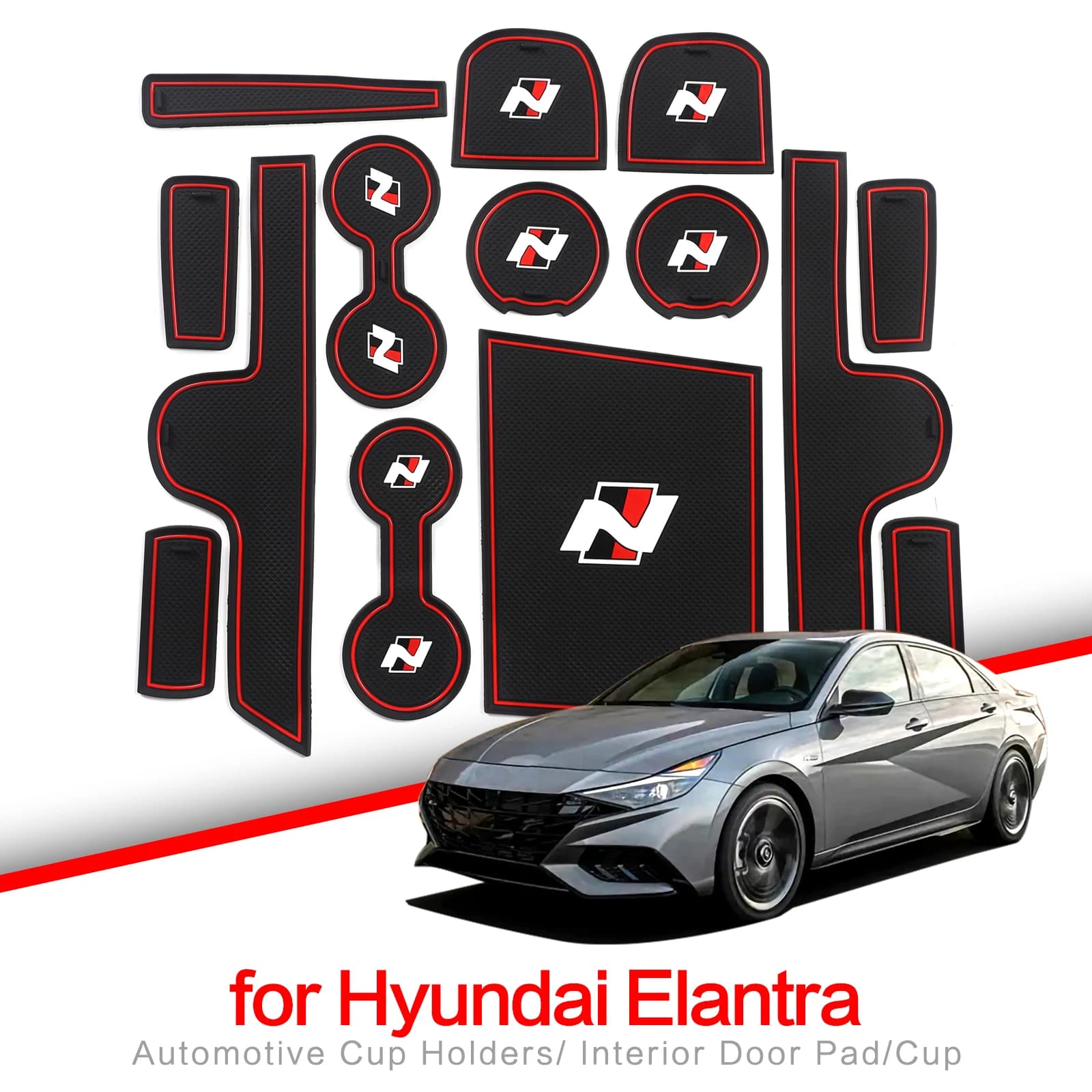 ZUNDUO Gate Slot Cup Pad per Hyundai Elantra 2021 2022 N Sports Style AVANTE Anti-Slip Door Groove Mat accessori tappetino antiscivolo s