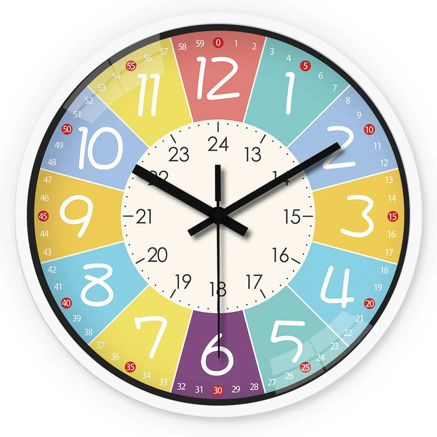 8 inch round wall clock Silent watches with modern design for kids Living room Bedroom watches for learning Decorative accessories