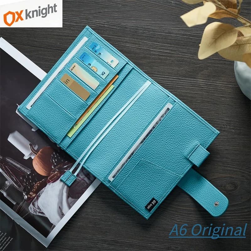 OX KNIGHT 2026 Luxury Original Series A6 Plus Cover per A6 Notebook in Pelle Bovina Grana Litchi Agenda Organizer Diario