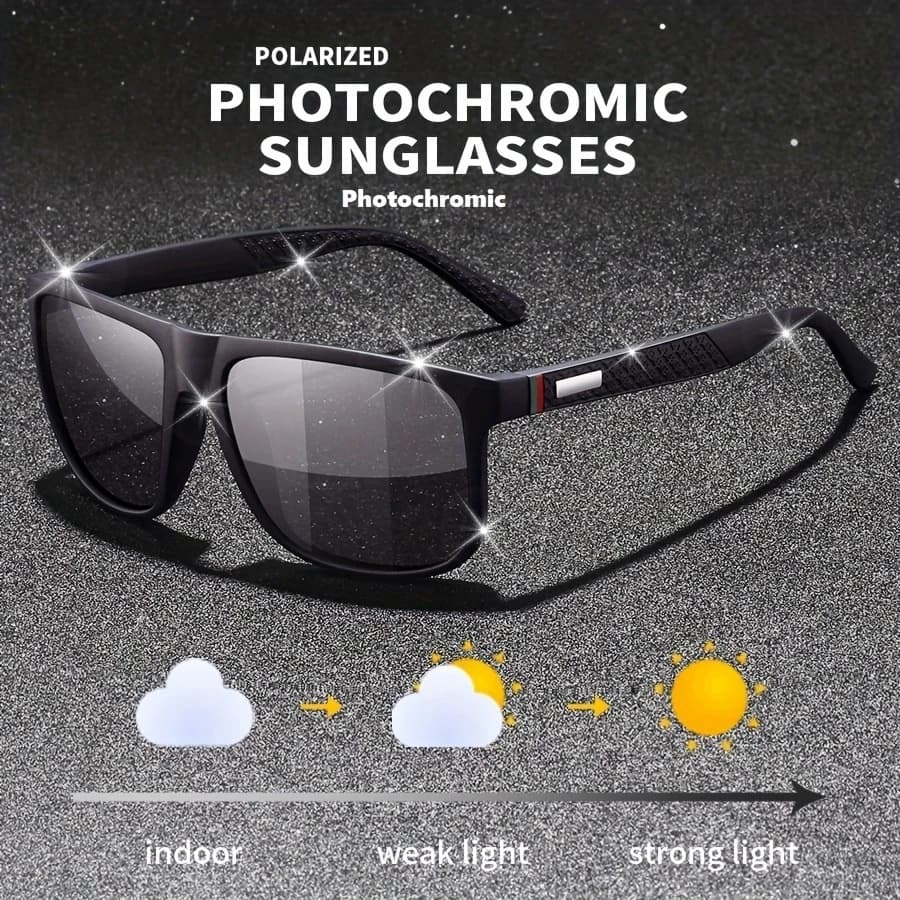 [Photochromic Polarized Glasses] Men's & Women's Photochromic Polarized Retro Fashion Glasses with Chameleon Lens (Auto-Tinting Day/Night Vision) for Driving - Glare - Eyewear