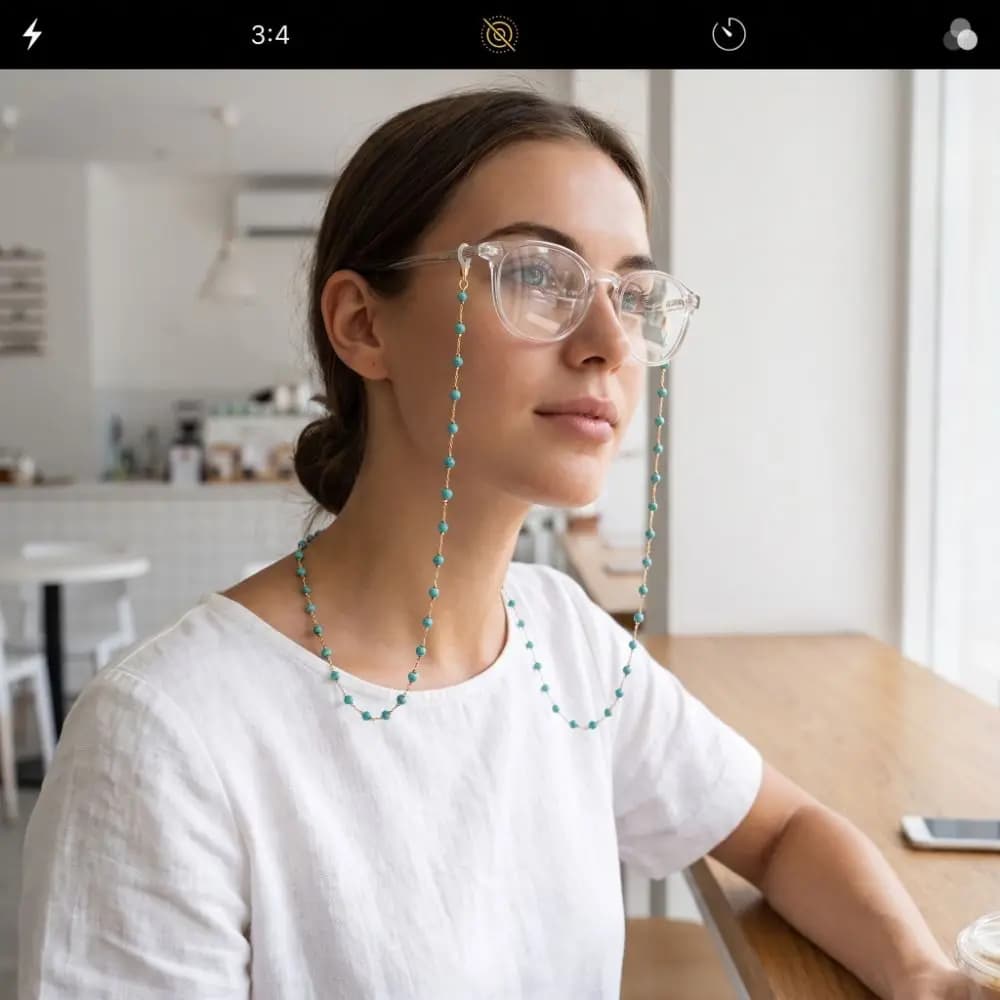 Turquoise Beads Glasses Chain Anti-Lost Neck Strap Sunglasses Chains Beaded Hanging Neck Eyeglass Chain Holder Women Accessories