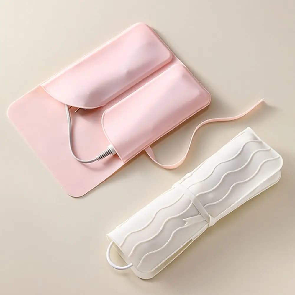 Borsa portaoggetti 2 in 1 per arricciacapelli, custodia pieghevole portatile per piastra, custodia impermeabile in silicone per ferro arricciacapelli