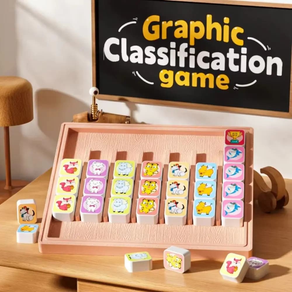Animale in legno abbinato per animali domestici Flip To Win Puzzle push-pull da tavolo Interattivo Facile da giocare Gioco da tavolo per famiglie Festa in famiglia