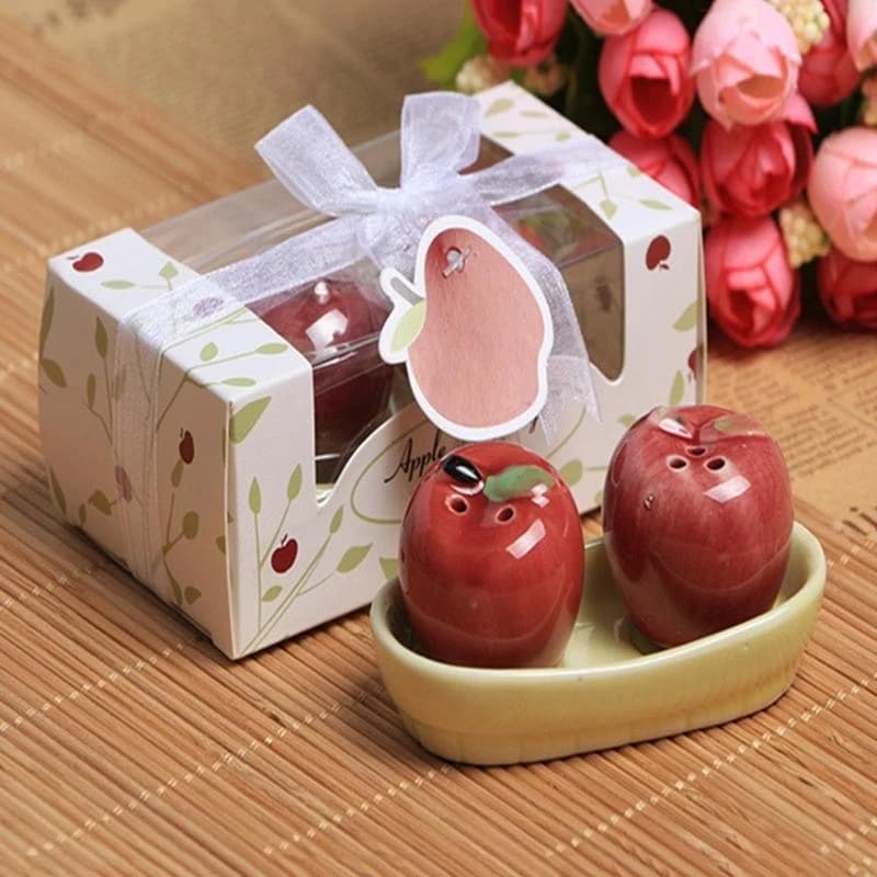 1 paio per sale e pepe in ceramica per mele, set di bottiglie per condimenti, per feste di matrimonio, la migliore vendita
