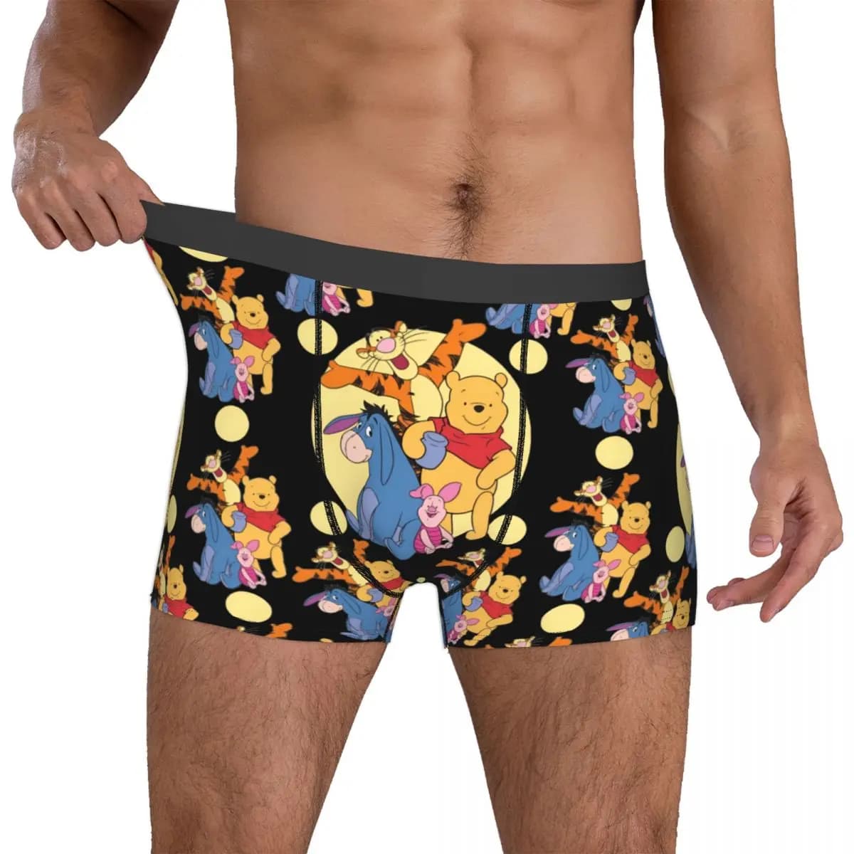 Slip Boxer Uomo Personalizzati Winnie the Pooh Anime con Stampa Winnie, Piglet, Tigger, Eeyore - Morbidi e Confortevoli