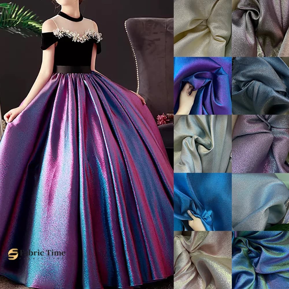 Blu viola champagne Tessuto composito di filo d'oro scintillante di lusso Abito da sera Costumi di scena Set Tessuto spesso per tende
