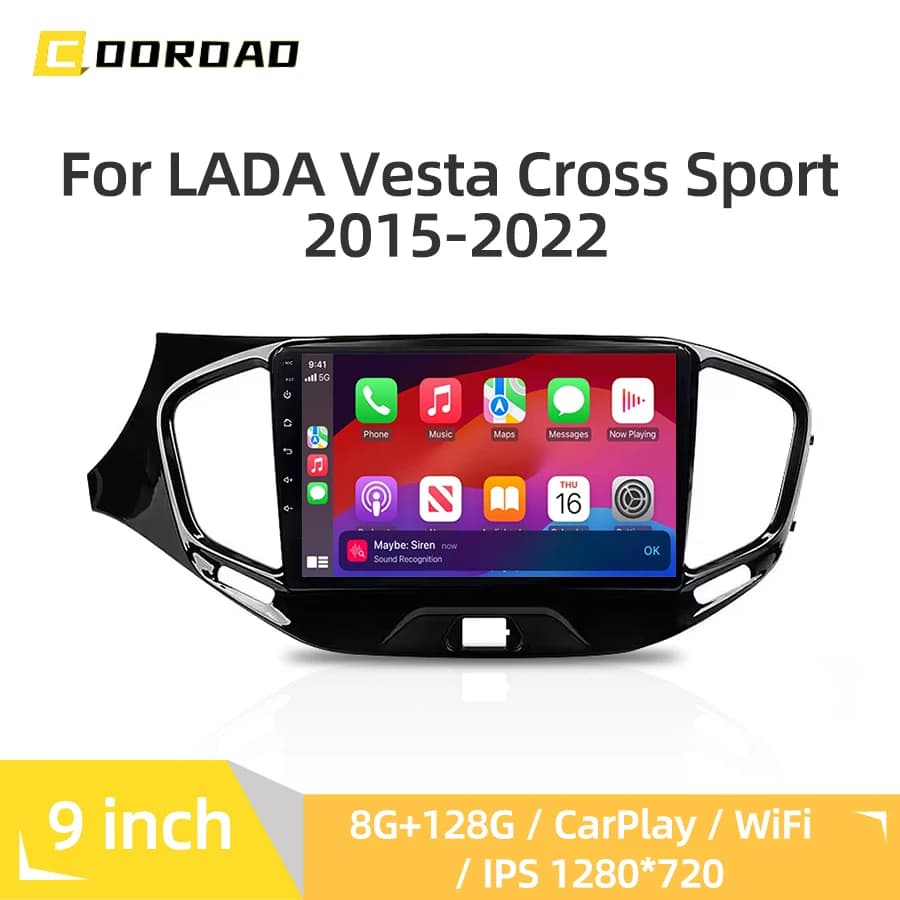 9 "Radio per auto per LADA Vesta Cross Sport 2015-2022 Android 14.0 Navigazione CarPlay WiFi Bluetooth DSP RDS Lettore video multimediale