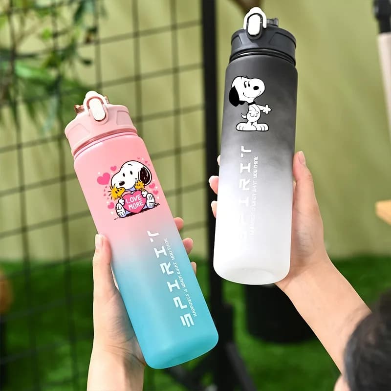 Borraccia Snoopy da 800 ml con cannuccia, stampa grafica a tema cartoni animati, graziosa borraccia sportiva unisex, ideale per ufficio, scuola, viaggi, feste e regali.